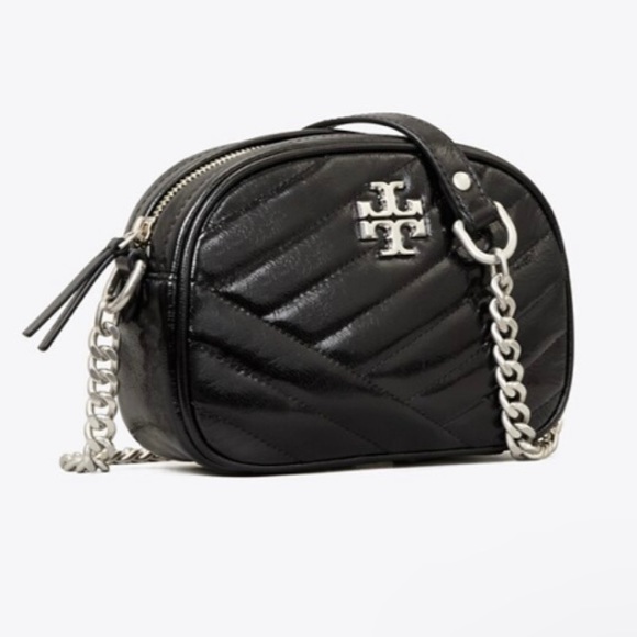 Tory Burch Kira Patent Leather Chevron Camera Crossbody Bag - Picture 1 of 16